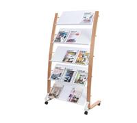 ALBA Présentoir mobile grand modèle blanc et bois