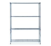 Alba Rayonnage de bureau en fil métal Stockolm 4 tablettes - H. 160 x L. 120 cm - Chromé