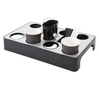 Alba RDVTRAY Plateau Porte-Gobelets Aluminium Gris métal et Noir 37, 5x23x5, 7 cm