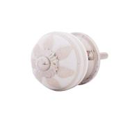 Alba XS 1 Bouton de meubles, en céramique, et porcelaine, blanc, petits, 31 mm, style maison de campagne, shabby chic, pour poignée de porte