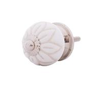 Alba XS 5 Bouton de meubles, en céramique, et porcelaine, blanc, petits, 31 mm, style maison de campagne, shabby chic, pour poignée de porte