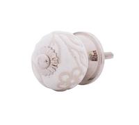 Alba XS 7 Bouton de meubles, en céramique, et porcelaine, blanc, petits, 31 mm, style maison de campagne, shabby chic, pour poignée de porte