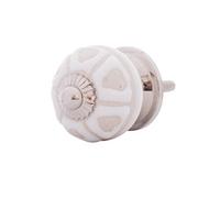 Alba XS 9 Bouton de meubles, en céramique, et porcelaine, blanc, petits, 31 mm, style maison de campagne, shabby chic, pour poignée de porte