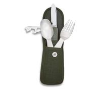 Albainox 33037 Set de camping avec étui comprenant cuillère, fourchette et couteau multifonction pour chasse, pêche, camping, extérieur, survie et Bushcraft