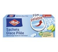 Albal - 15 Sachets glace pilée - Démoulage facile - Facile à remplir - Contient des ressources recyclées
