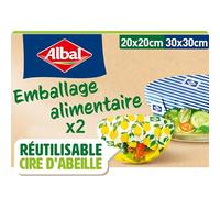 Albal - 2 Emballages alimentaire à la cire d’abeille - Pour conserver, congeler, ranger ou transporter - Composition naturelle - Réutilisable