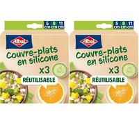 Albal - 3 Couvre-plats en Silicone 5 cm, 8 cm et 11 cm - Réfrigérateur, congélateur et micro-ondes - Extensible et résistant - Réutilisable (Lot de 2)