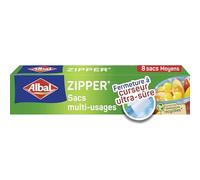 ALBAL Sacs multi-usages Zipper (8 x 3 L), Fermeture curseur, Sachet alimentaire réutilisable pour conserver, congeler, ranger ou transporter