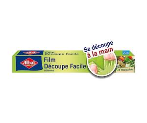 Albal - Film Découpe Facile 20m - Film étirable - Découpe facile à la main - Adhérent