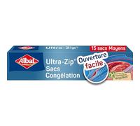 ALBAL Sacs Congélation Ultra Zip (15 x 3 L), Fermeture Zip, Sachets alimentaire résistants pour conserver et congeler