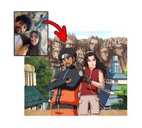 ALBALINO - Poster personnalisé Naruto avec ta photo | Dessin anime individuel dans le style ninja | Idée cadeau & décoration murale pour fans de Naruto