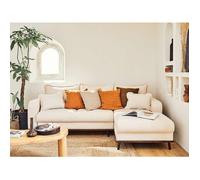 Albane - canapé d'angle droit - 4 places - convertible avec coffre - en velours côtelé - Beige