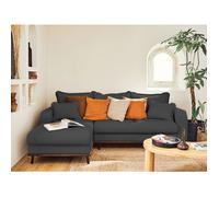 Albane - canapé d'angle gauche - 4 places - convertible avec coffre - en velours côtelé - Gris foncé