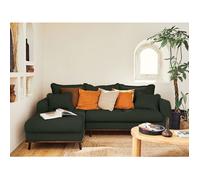 Albane - canapé d'angle gauche - 4 places - convertible avec coffre - en velours côtelé - Vert