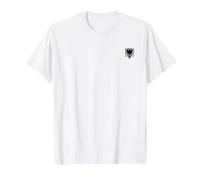 Albaner Fan Shop - T-Shirt Albanais du Kosovo - Aigle Shqiponja - Blanc - Taille S - Unisex-Adulte - Coupe Classique - Manche Mi-Longue - Col Crew - 100% Coton - Importé