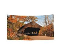 Albany Bannière de fête d'Halloween imprimée pont couvert, décoration extérieure pour clôture, porche, jardin, vacances, décoration à suspendre