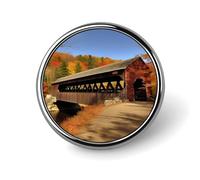 Albany Broche ronde en émail avec pont couvert - Pour décoration de vêtements - Unisexe - Pour chapeaux, sacs, chemises