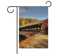 Albany Drapeau de jardin en forme de pont couvert double face 30,5 x 45,7 cm, drapeau vertical en lin, drapeaux de maison durables pour décoration extérieure festivités