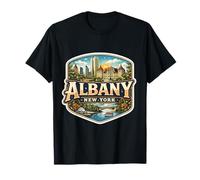 Albany, New York, Ville Souvenir, Capitale de l'État, rétro, Vintage T-Shirt