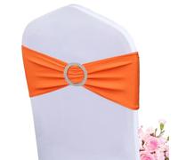 Albassa Lot de 25 rubans de chaise extensibles en élasthanne avec boucle coulissante pour décorations de fête de mariage (orange)
