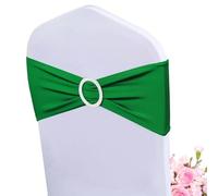 Albassa Lot de 25 rubans de chaise extensibles en élasthanne avec boucle coulissante pour décorations de fête de mariage (vert)