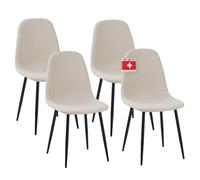 Albatros Bari Lot de 4 chaises de salle à manger rembourrées avec housse en tissu, beige, design vintage élégant, charge maximale : 110 kg, pour cuisine, salle à manger ou table à manger