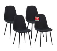 Albatros Bari Lot de 4 chaises de salle à manger rembourrées avec housse en tissu - Noir - Design vintage élégant - Charge maximale : 110 kg - Pour cuisine, salle à manger ou table à manger