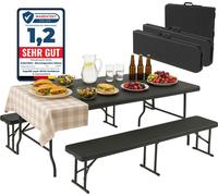 Albatros Bierzeltgarnitur Rattan - Ensemble de table de bière robuste et pliable - Set de 2x banc de bière et 1x table de bière pour jusqu'à 10 personnes - Garniture de banc de bière