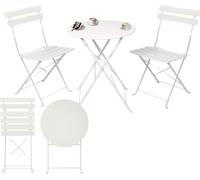 Albatros Bistroset 3-pièces blanc - table de bistrot avec 2 chaises - chaises et table pliantes en métal robuste - idéal comme set de meubles de balcon ou de jardin au design moderne
