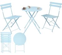 Albatros Bistroset 3-pièces bleu - table de bistrot avec 2 chaises - chaises et table pliantes en métal robuste - optimal comme set de meubles de balcon ou de jardin au design moderne