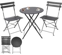 Albatros Bistroset 3-pièces noir - table de bistrot avec 2 chaises - chaises et table pliantes en métal robuste - idéal comme set de meubles de balcon ou de jardin au design moderne