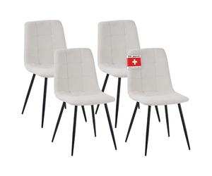 Albatros Bora Lot de 4 chaises de salle à manger en velours côtelé beige, design vintage élégant, charge de 110 kg, chaise rembourrée, chaise de cuisine moderne, chaise de salle à manger, chaise de