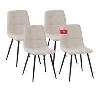 Albatros Bora Lot de 4 chaises de salle à manger rembourrées avec housse en tissu - Beige - Design vintage élégant - Charge maximale : 110 kg - Pour cuisine, salle à manger ou table à manger