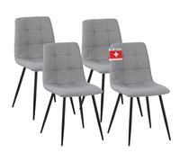 Albatros Bora Lot de 4 chaises de salle à manger rembourrées avec housse en tissu - Grises - Design vintage élégant - Charge maximale : 110 kg - Pour cuisine, salle à manger ou table à manger