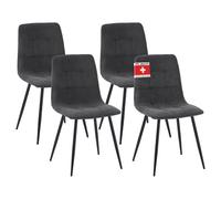 Albatros Bora Lot de 4 chaises de salle à manger rembourrées avec housse en velours anthracite - Design vintage élégant - Charge maximale : 110 kg - Chaise de cuisine moderne - Chaise de salle à