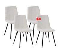 Albatros Bora Lot de 4 chaises de salle à manger rembourrées avec housse en velours beige, design vintage élégant, charge maximale : 110 kg, pour cuisine, salle à manger ou table à manger