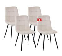 Albatros Bora Lot de 4 chaises de salle à manger rembourrées avec housse en velours, beige, design vintage élégant, charge maximale : 110 kg, pour cuisine, salle à manger ou table à manger