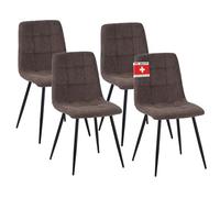 Albatros Bora Lot de 4 chaises de salle à manger rembourrées avec housse en velours marron, design vintage élégant, charge maximale : 110 kg, pour cuisine, salle à manger ou table à manger