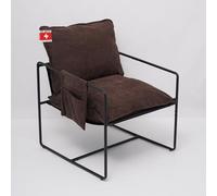 Albatros Breston Fauteuil design vintage avec housse en tissu marron de qualité supérieure pour salon, chambre à coucher ou comme fauteuil TV