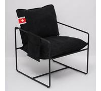 Albatros Breston Fauteuil design vintage avec housse en tissu noir de qualité supérieure pour salon, chambre à coucher ou comme fauteuil TV