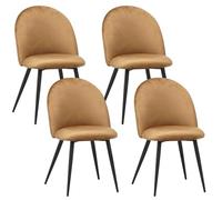 Albatros Capo Lot de 4 chaises de salle à manger avec housse en velours Marron - Design vintage élégant avec housse en velours - Chaise rembourrée certifiée SGS - Chaise de cuisine moderne