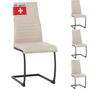 ALBATROS Chaise à piétement luge TURANO (lot de 4), beige - Chaise de salle à manger à piétement luge au design moderne, revêtement en tissu, rembourrage épais - Chaise de cuisine, chaise rembourrée d
