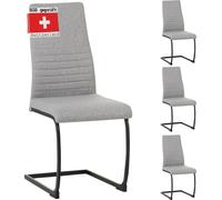 ALBATROS Chaise à piétement luge TURANO, Lot de 4, Gris - Chaise de salle à manger à piétement luge au design moderne, revêtement en tissu, rembourrage épais - Chaise de cuisine, chaise rembourrée sal
