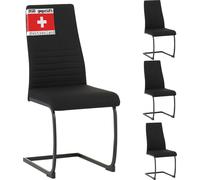 ALBATROS Chaise à structure souple TURANO (lot de 4), noir - Chaise de salle à manger à structure souple, design moderne, revêtement en tissu, rembourrage épais - Chaise de cuisine, Chaise rembourrée
