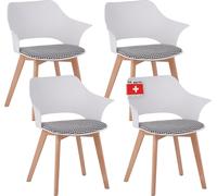 ALBATROS Chaise de salle à manger AALBORG, Blanc - Pieds en bois massif de hêtre, design rétro scandinave, chaise coque confortable - Chaise de cuisine élégante, chaise de salle à manger pour table de