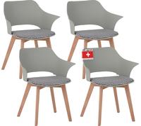 ALBATROS Chaise de salle à manger AALBORG, vert - pieds en bois massif de hêtre, design rétro scandinave, confortable chaise à coque - élégante chaise de cuisine, chaise de salle à manger pour table d