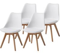 ALBATROS Chaise de salle à manger AARHUS, blanc - pieds en hêtre massif, design rétro scandinave, confortable chaise à coque - élégante chaise de cuisine, chaise de salle à manger pour table de salle