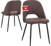Albatros Chaise de salle à manger avec revêtement en tissu, set de 2 SILVI, brun- Design vintage élégant, revêtement en tissu, chaise rembourrée e SGS - Chaise de cuisine moderne, chaise de salle à ma