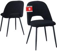 Albatros Chaise de salle à manger avec revêtement en velours côtelé, set de 2 SILVI, noir - Design vintage élégant, revêtement en velours côtelé, chaise rembourrée e SGS - Chaise de cuisine moderne, c