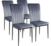 Albatros Chaise de salle à manger avec revêtement en velours, Lot de 4 MODENA, Gris - Design vintage élégant, Chaise rembourrée élégante à la table de salle à manger - Chaise de cuisine ou chaise de s